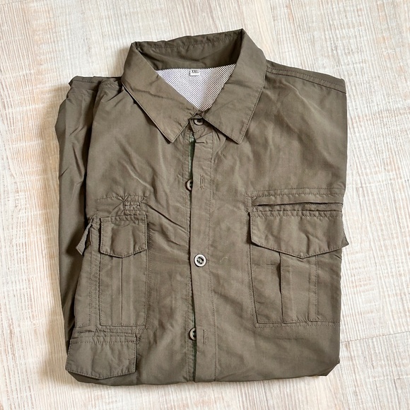 Men's Long Sleeve Shirt Summer Lightweight Shirt Hiking Nylon Outdoor Work Cargo - Picture 1 of 9